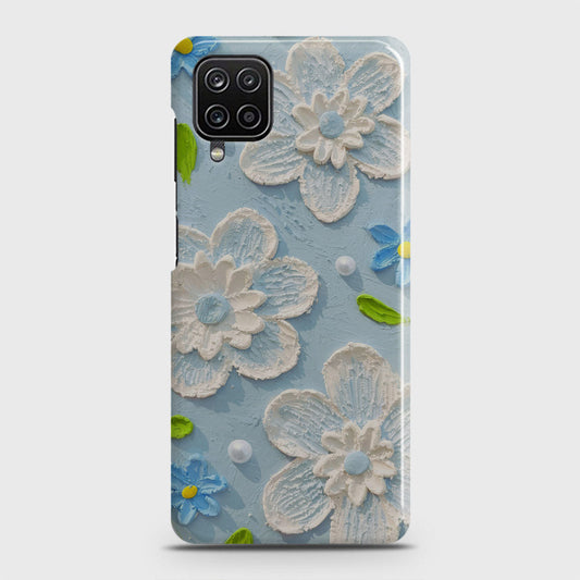 Samsung Galaxy A12 Cover - Floral Series - Design 3 - Sky Blue - Matte Finish - Snap On Hard Case with LifeTime Colors Guarantee (Fast Delivery) (H)