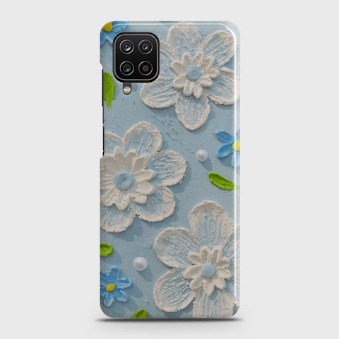 Samsung Galaxy A12 Cover - Floral Series - Design 3 - Sky Blue - Matte Finish - Snap On Hard Case with LifeTime Colors Guarantee