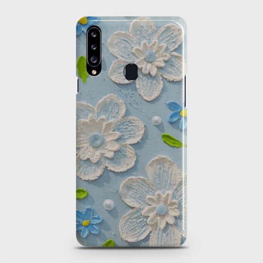 Samsung Galaxy A20s Cover - Floral Series - Design 3 - Sky Blue - Matte Finish - Snap On Hard Case with LifeTime Colors Guarantee