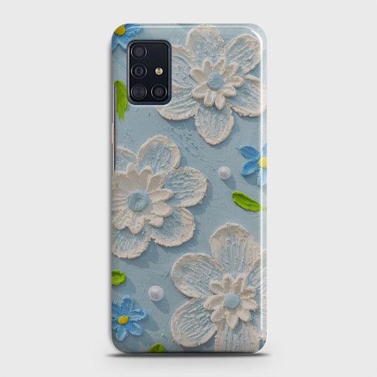 Samsung Galaxy A51 Cover - Floral Series - Design 3 - Sky Blue - Matte Finish - Snap On Hard Case with LifeTime Colors Guarantee (Fast Delivery)