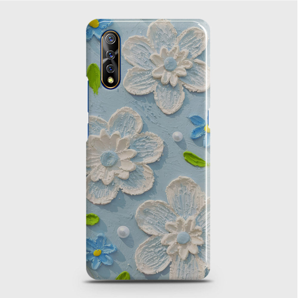 Vivo S1 Cover - Floral Series - Design 3 - Sky Blue - Matte Finish - Snap On Hard Case with LifeTime Colors Guarantee