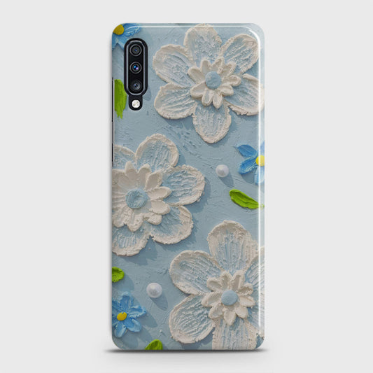 Samsung Galaxy A70 Cover - Floral Series - Design 3 - Sky Blue - Matte Finish - Snap On Hard Case with LifeTime Colors Guarantee