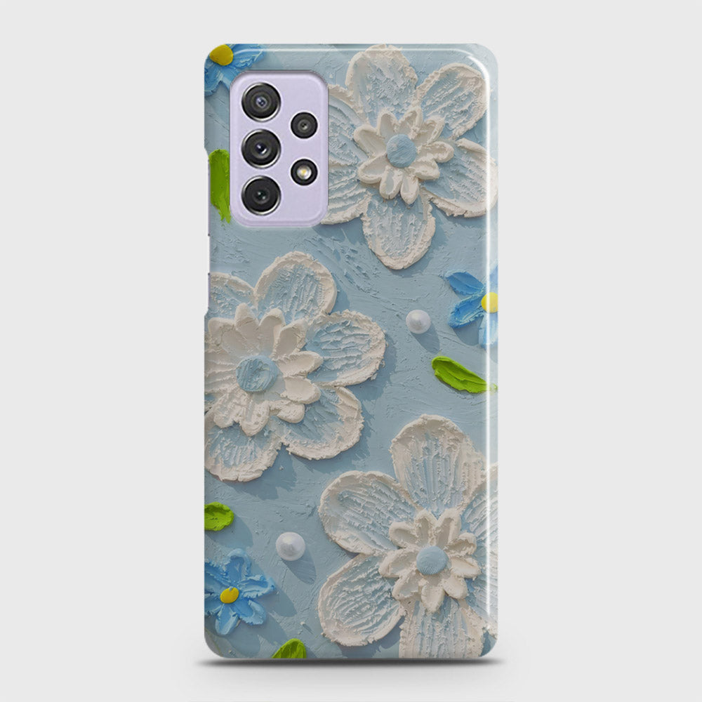 Samsung Galaxy A72 Cover - Floral Series - Design 3 - Sky Blue - Matte Finish - Snap On Hard Case with LifeTime Colors Guarantee