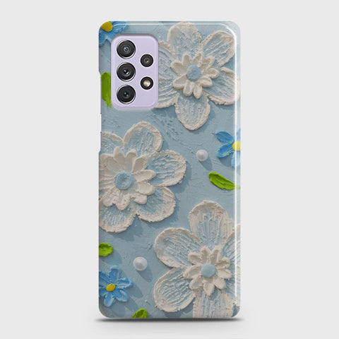 Samsung Galaxy A72 Cover - Floral Series - Design 3 - Sky Blue - Matte Finish - Snap On Hard Case with LifeTime Colors Guarantee