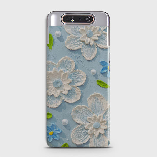 Samsung Galaxy A80 Cover - Floral Series - Design 3 - Sky Blue - Matte Finish - Snap On Hard Case with LifeTime Colors Guarantee