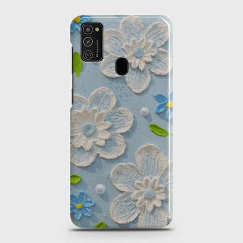 Samsung Galaxy M21 Cover - Floral Series - Design 3 - Sky Blue - Matte Finish - Snap On Hard Case with LifeTime Colors Guarantee