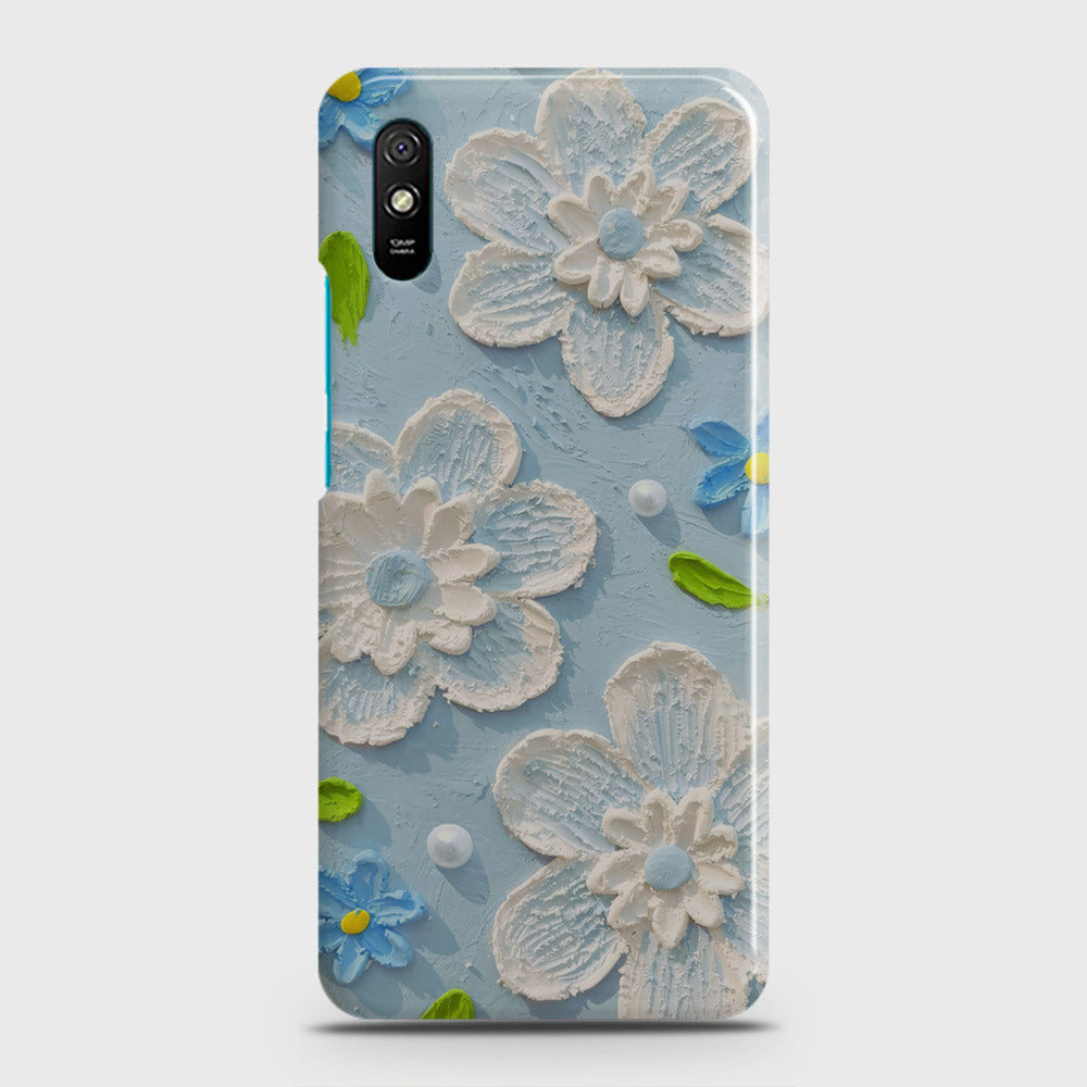 Xiaomi Redmi 9A Cover - Floral Series - Design 3 - Sky Blue - Matte Finish - Snap On Hard Case with LifeTime Colors Guarantee