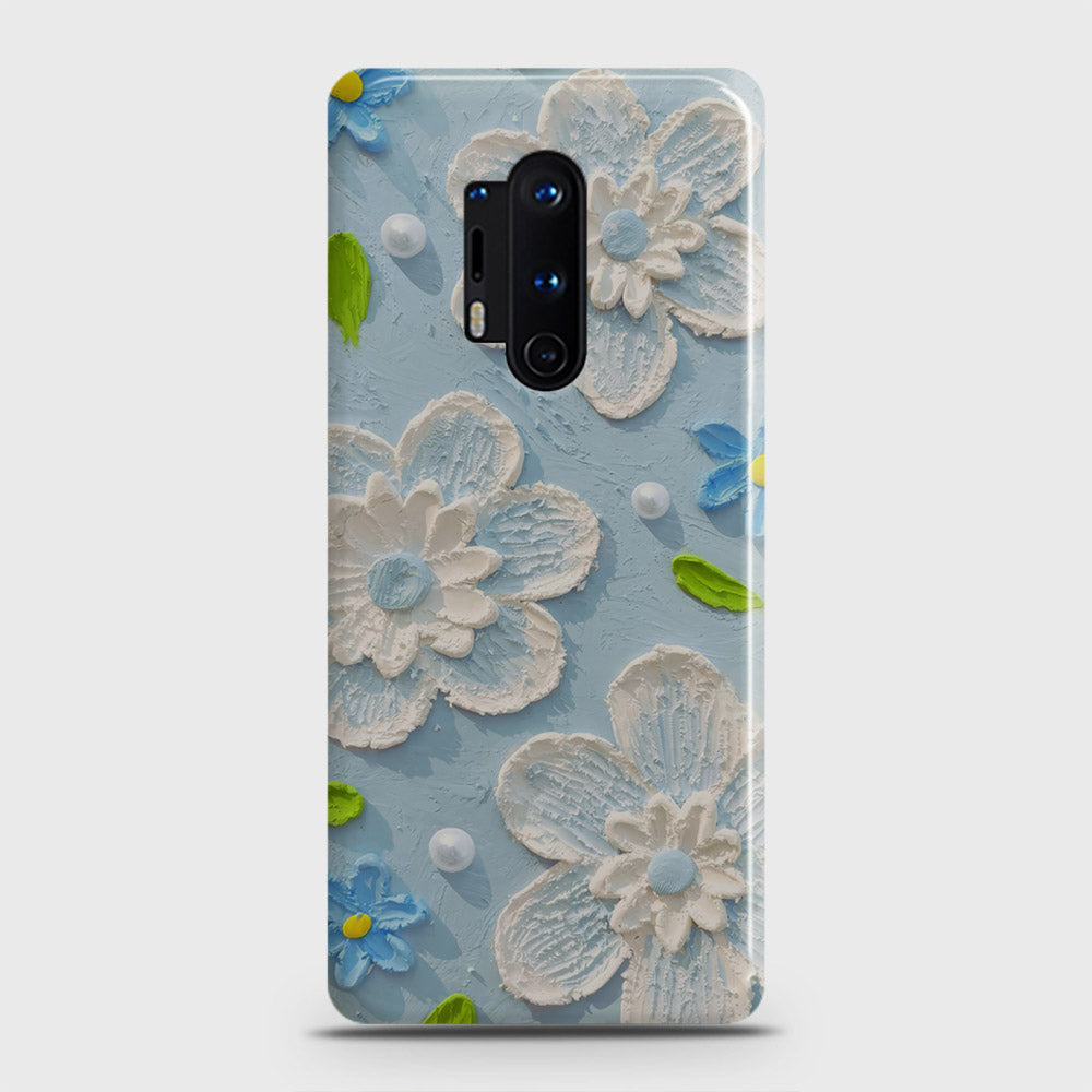 OnePlus 8 Pro Cover - Floral Series - Design 3 - Sky Blue - Matte Finish - Snap On Hard Case with LifeTime Colors Guarantee