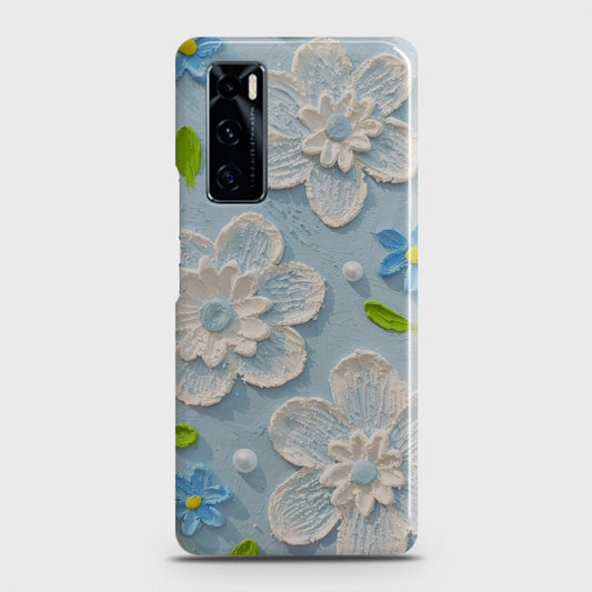 Vivo V20 SE Cover - Floral Series - Design 3 - Sky Blue - Matte Finish - Snap On Hard Case with LifeTime Colors Guarantee