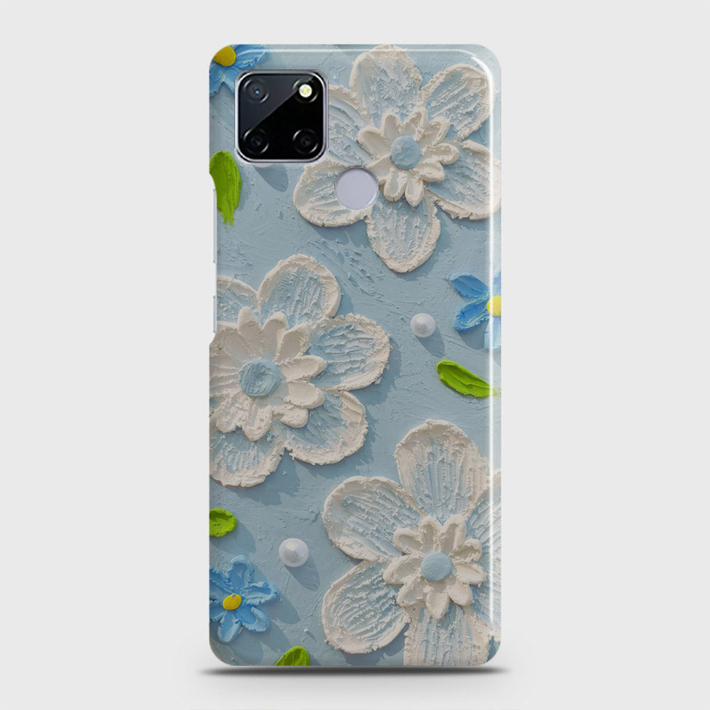 Realme Narzo 30A Cover - Floral Series - Design 3 - Sky Blue - Matte Finish - Snap On Hard Case with LifeTime Colors Guarantee