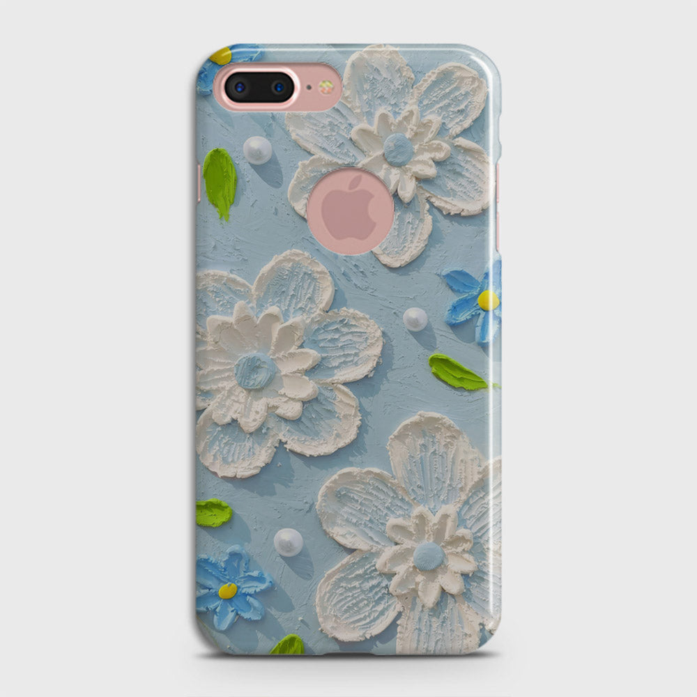 iPhone 8 / 7 Logo Cover - Floral Series - Design 3 - Sky Blue - Matte Finish - Snap On Hard Case with LifeTime Colors Guarantee