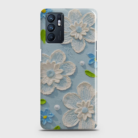 Oppo Reno 6 Cover - Floral Series - Design 3 - Sky Blue - Matte Finish - Snap On Hard Case with LifeTime Colors Guarantee