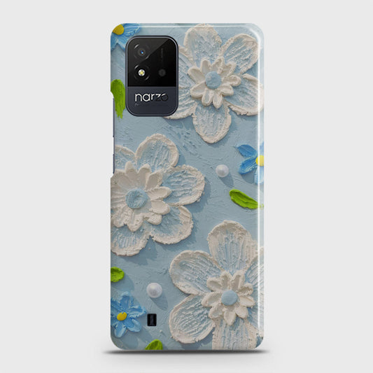 Realme Narzo 50i Cover - Floral Series - Design 3 - Sky Blue - Matte Finish - Snap On Hard Case with LifeTime Colors Guarantee