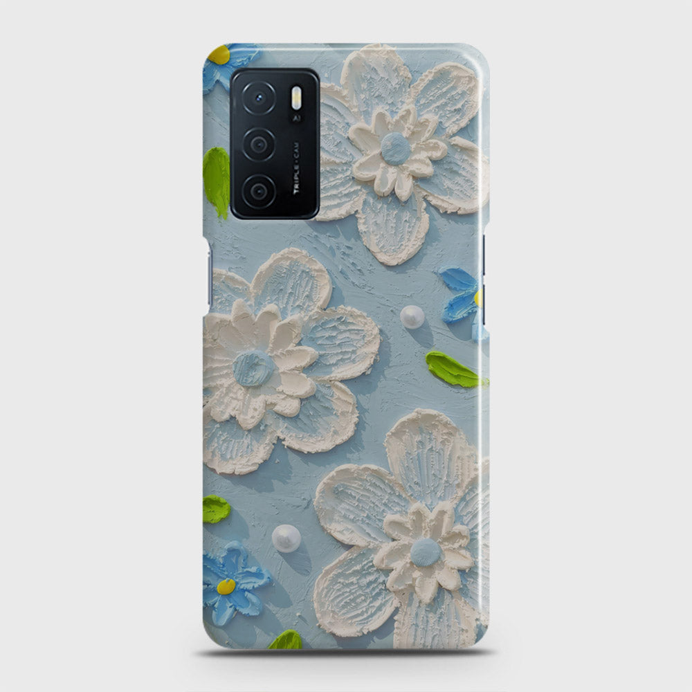 Oppo A16 Cover - Floral Series - Design 3 - Sky Blue - Matte Finish - Snap On Hard Case with LifeTime Colors Guarantee