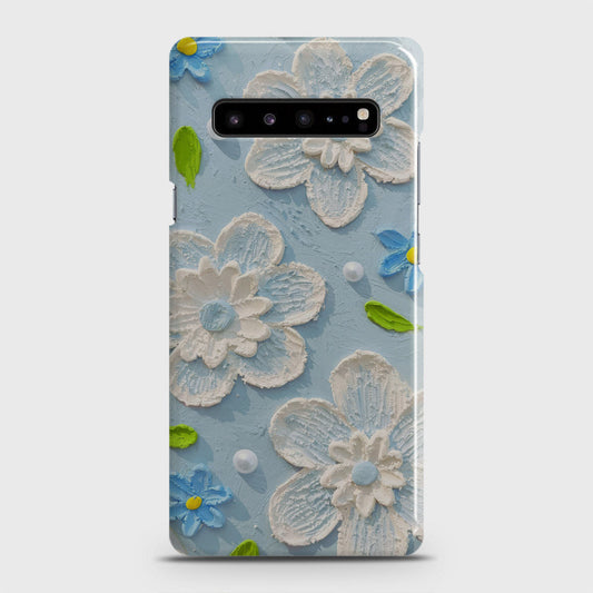 Samsung Galaxy S10 5G Cover - Floral Series - Design 3 - Sky Blue - Matte Finish - Snap On Hard Case with LifeTime Colors Guarantee