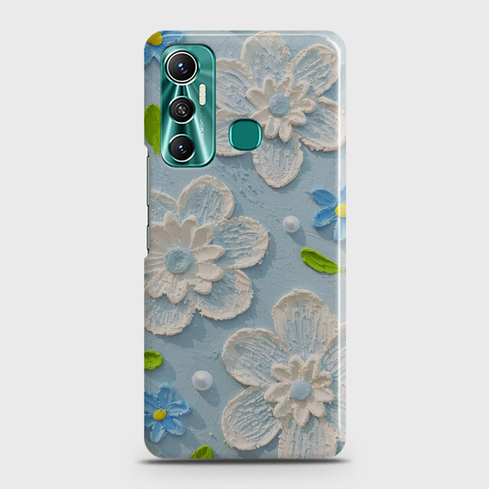 Infinix Hot 11 Cover - Floral Series - Design 3 - Sky Blue - Matte Finish - Snap On Hard Case with LifeTime Colors Guarantee