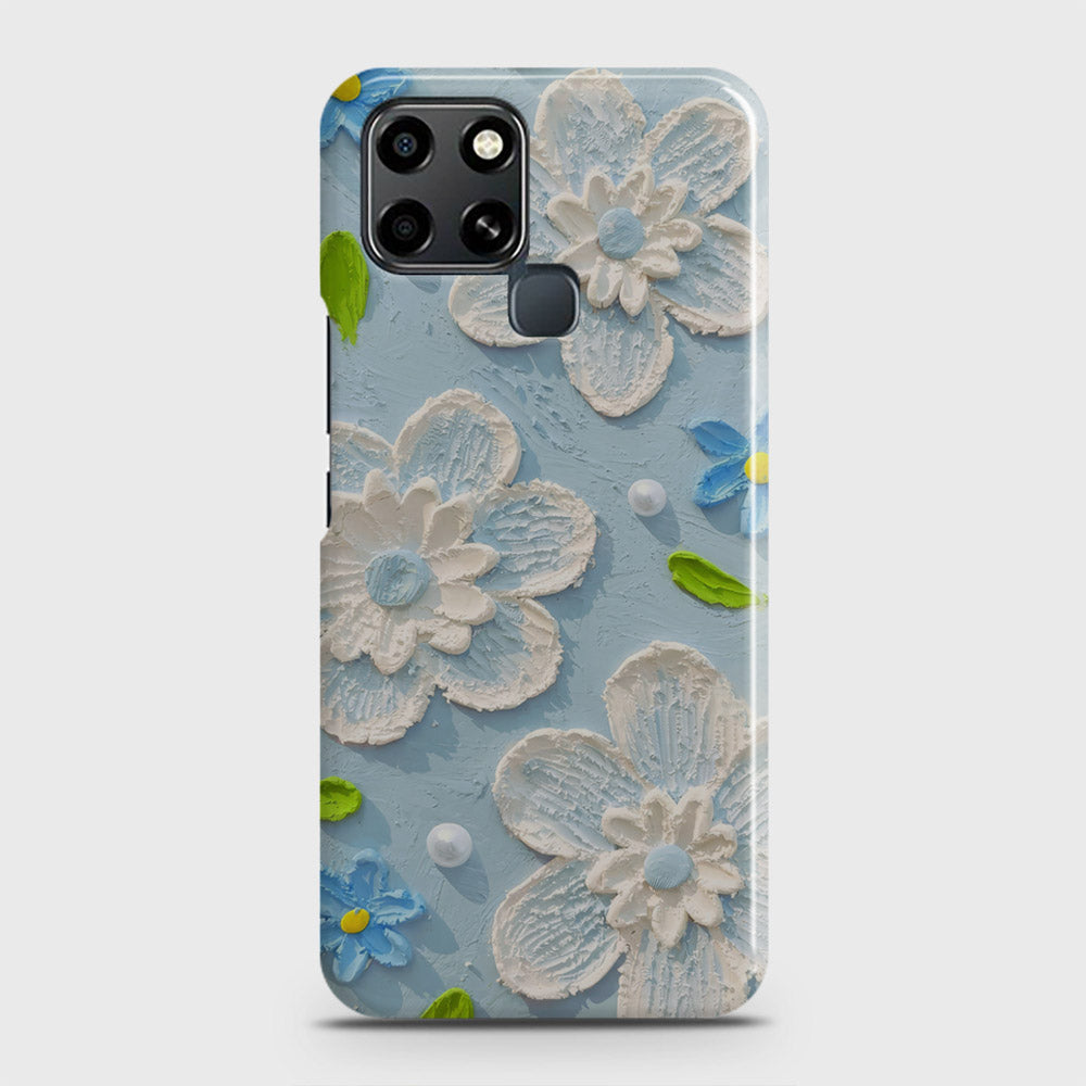 Infinix Smart 6 Cover - Floral Series - Design 3 - Sky Blue - Matte Finish - Snap On Hard Case with LifeTime Colors Guarantee