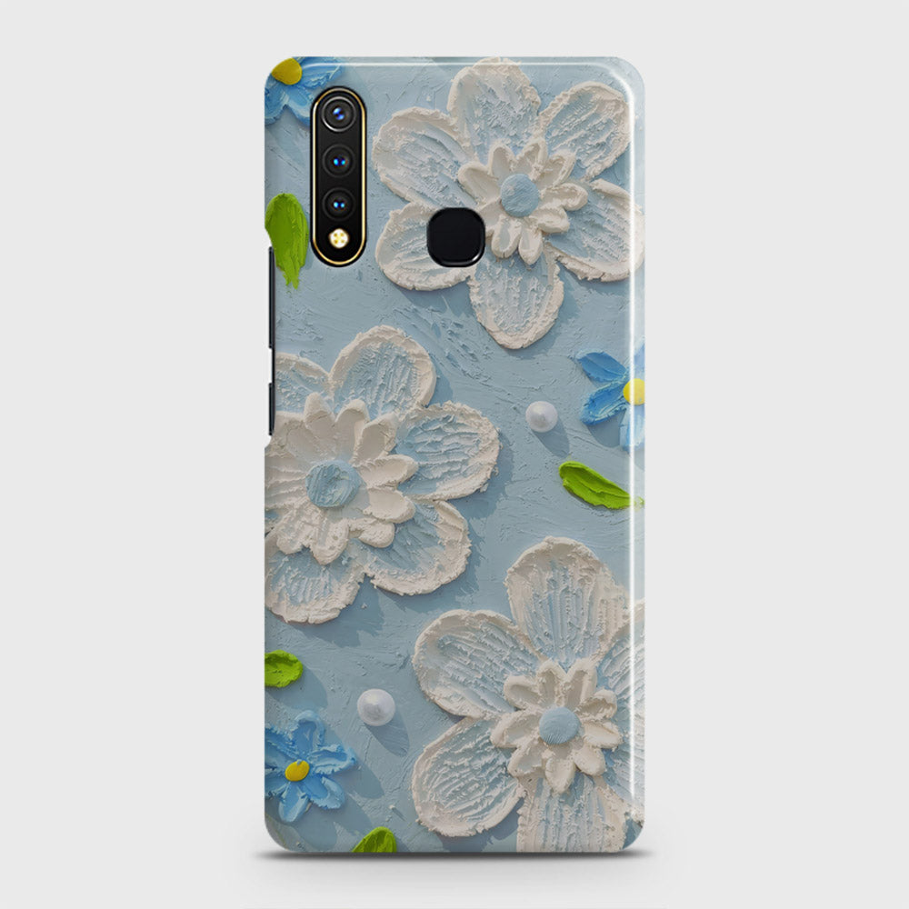 Vivo Y19 Cover - Floral Series - Design 3 - Sky Blue - Matte Finish - Snap On Hard Case with LifeTime Colors Guarantee