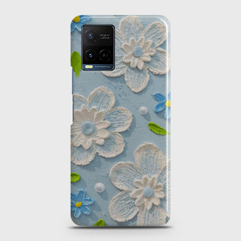 Vivo Y33s Cover - Floral Series - Design 3 - Sky Blue - Matte Finish - Snap On Hard Case with LifeTime Colors Guarantee