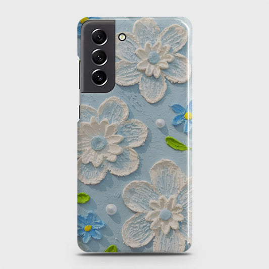 Samsung Galaxy S21 FE 5G Cover - Floral Series - Design 3 - Sky Blue - Matte Finish - Snap On Hard Case with LifeTime Colors Guarantee