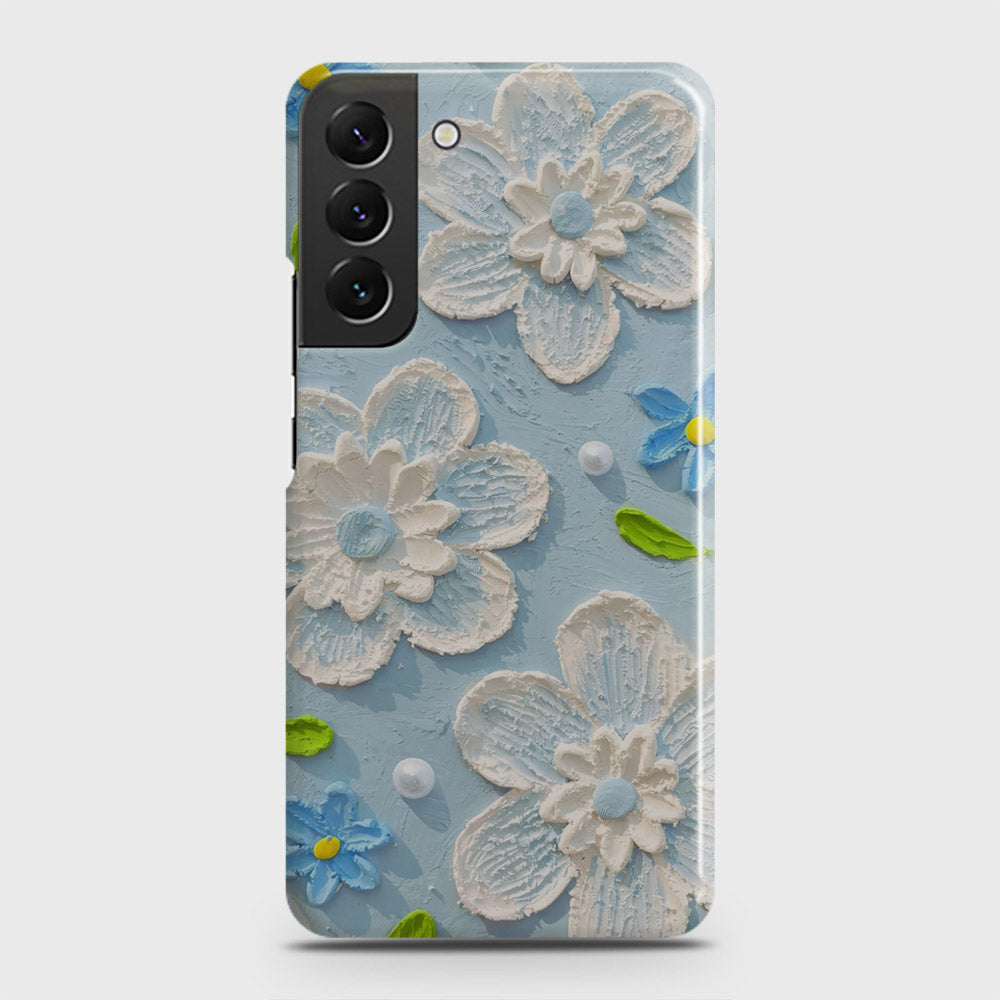 Samsung Galaxy S22 5G Cover - Floral Series - Design 3 - Sky Blue - Matte Finish - Snap On Hard Case with LifeTime Colors Guarantee