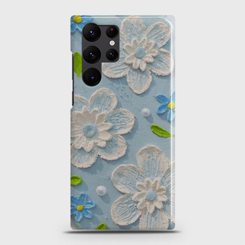 Samsung Galaxy S22 Ultra 5G Cover - Floral Series - Design 3 - Sky Blue - Matte Finish - Snap On Hard Case with LifeTime Colors Guarantee