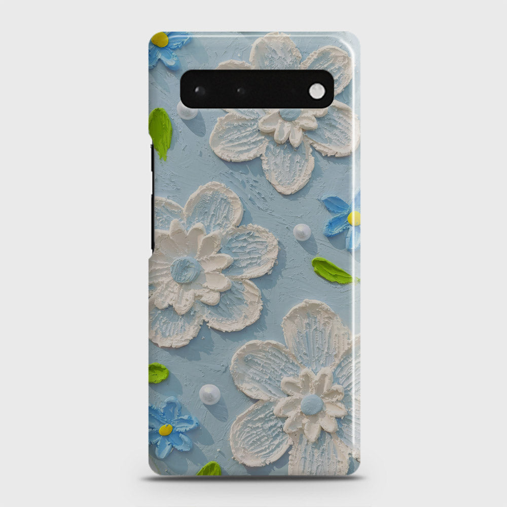 Google Pixel 6 Cover - Floral Series - Design 3 - Sky Blue - Matte Finish - Snap On Hard Case with LifeTime Colors Guarantee