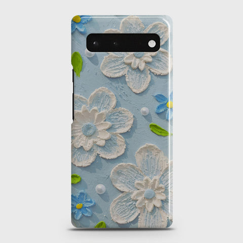 Google Pixel 6 Cover - Floral Series - Design 3 - Sky Blue - Matte Finish - Snap On Hard Case with LifeTime Colors Guarantee