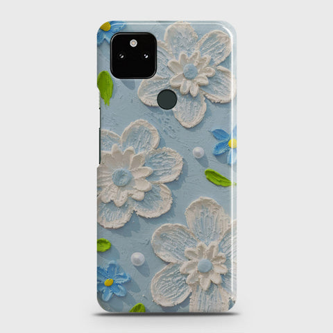 Google Pixel 5a 5G Cover - Floral Series - Design 3 - Sky Blue - Matte Finish - Snap On Hard Case with LifeTime Colors Guarantee