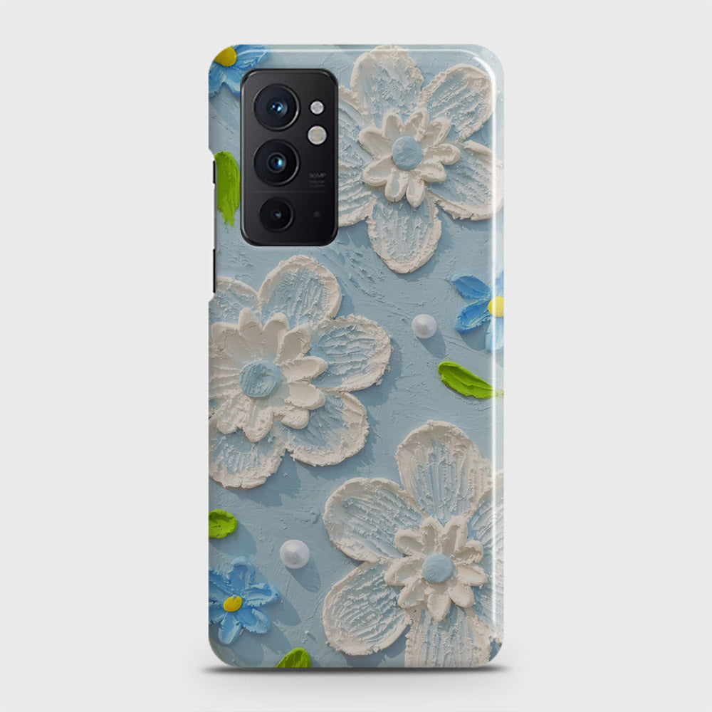 OnePlus 9RT 5G Cover - Floral Series - Design 3 - Sky Blue - Matte Finish - Snap On Hard Case with LifeTime Colors Guarantee