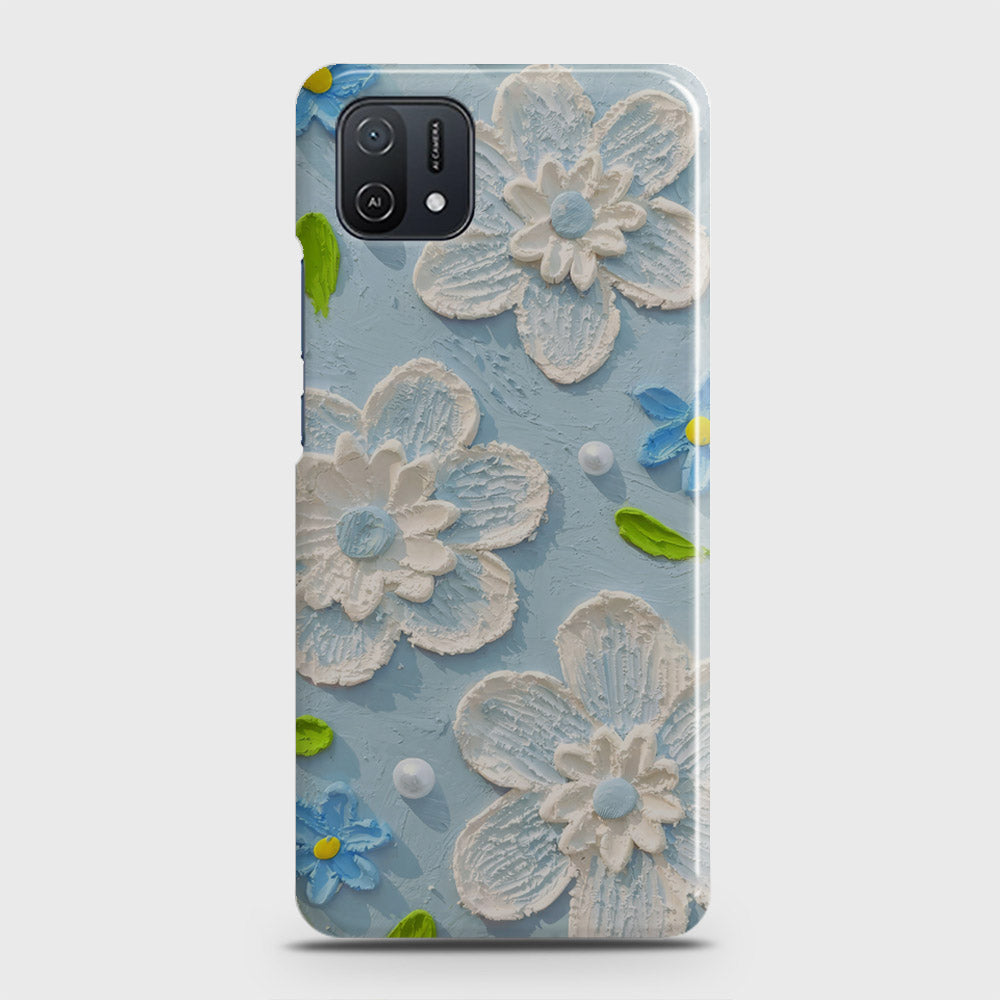 Oppo A16K Cover - Floral Series - Design 3 - Sky Blue - Matte Finish - Snap On Hard Case with LifeTime Colors Guarantee