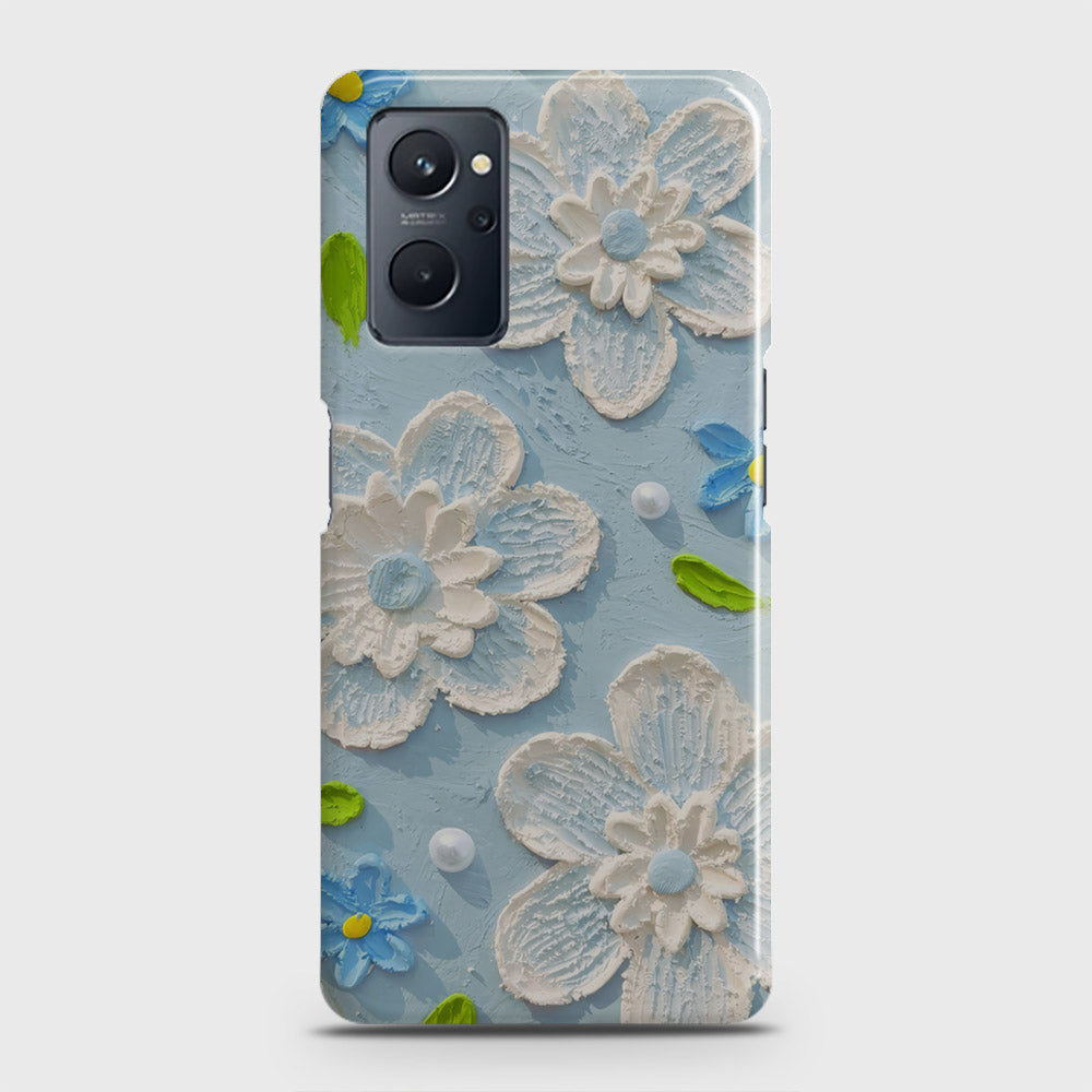 Realme 9i Cover - Floral Series - Design 3 - Sky Blue - Matte Finish - Snap On Hard Case with LifeTime Colors Guarantee