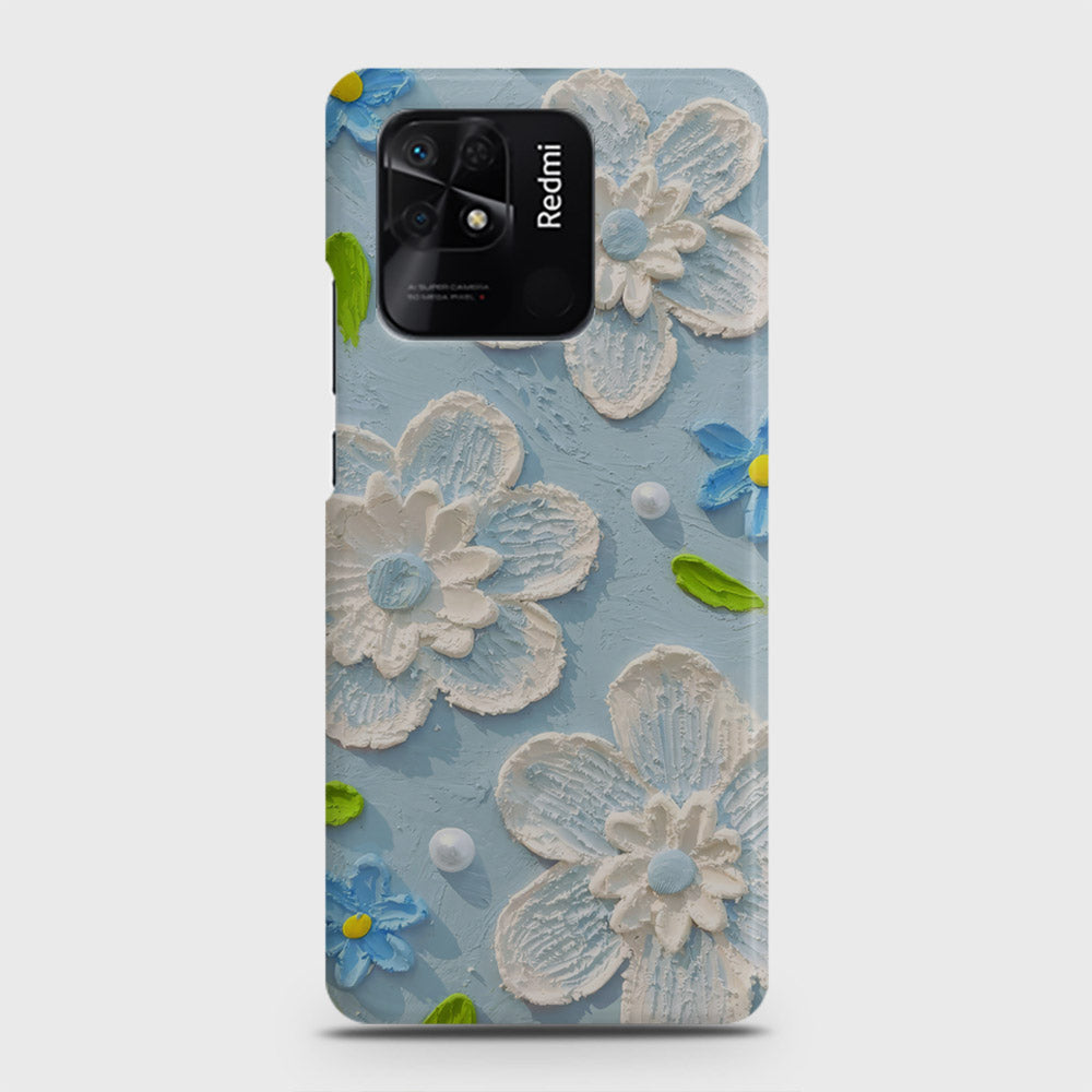 Xiaomi Redmi 10C Cover - Floral Series - Design 3 - Sky Blue - Matte Finish - Snap On Hard Case with LifeTime Colors Guarantee