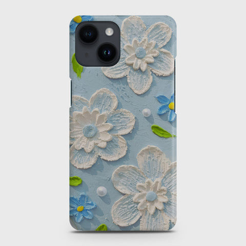 iPhone 14 Cover - Floral Series - Design 3 - Sky Blue - Matte Finish - Snap On Hard Case with LifeTime Colors Guarantee