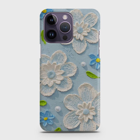 iPhone 14 Pro Cover - Floral Series - Design 3 - Sky Blue - Matte Finish - Snap On Hard Case with LifeTime Colors Guarantee