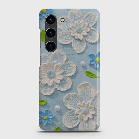 Samsung Galaxy S23 Cover - Floral Series - Design 3 - Sky Blue - Matte Finish - Snap On Hard Case with LifeTime Colors Guarantee