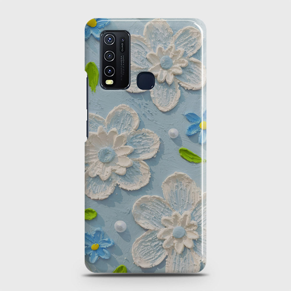 Vivo Y50  Cover - Floral Series - Design 3 - Sky Blue - Matte Finish - Snap On Hard Case with LifeTime Colors Guarantee