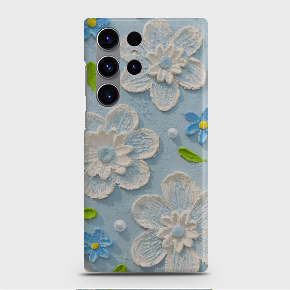 Samsung Galaxy S23 Ultra Cover - Floral Series - Design 3 - Sky Blue - Matte Finish - Snap On Hard Case with LifeTime Colors Guarantee