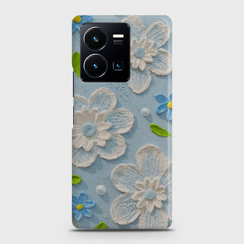 Vivo Y35 Cover - Floral Series - Design 3 - Sky Blue - Matte Finish - Snap On Hard Case with LifeTime Colors Guarantee