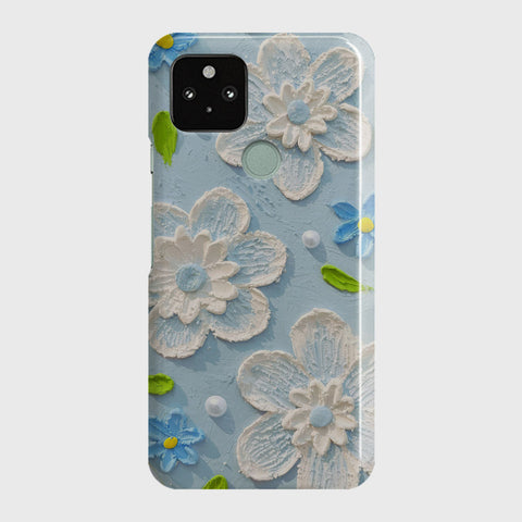 Google Pixel 5 XL Cover - Floral Series - Design 3 - Sky Blue - Matte Finish - Snap On Hard Case with LifeTime Colors Guarantee