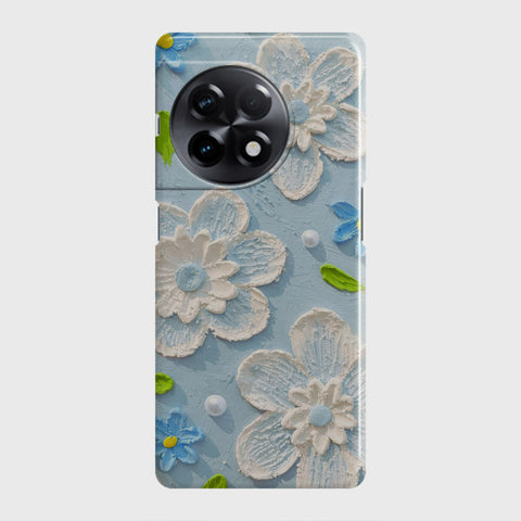 OnePlus 11R Cover - Floral Series - Design 3 - Sky Blue - Matte Finish - Snap On Hard Case with LifeTime Colors Guarantee