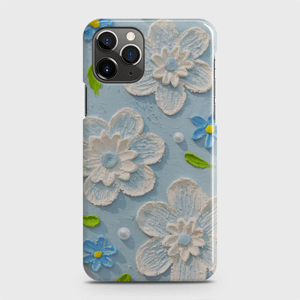 iPhone 11 Pro Max Cover - Floral Series - Design 3 - Sky Blue - Matte Finish - Snap On Hard Case with LifeTime Colors Guarantee