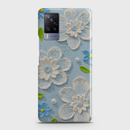 Vivo V21  Cover - Floral Series - Design 3 - Sky Blue - Matte Finish - Snap On Hard Case with LifeTime Colors Guarantee