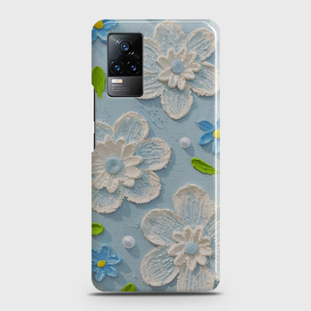 Vivo V21e  Cover - Floral Series - Design 3 - Sky Blue - Matte Finish - Snap On Hard Case with LifeTime Colors Guarantee