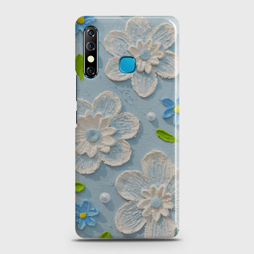 Infinix Hot 8 Cover - Floral Series - Design 3 - Sky Blue - Matte Finish - Snap On Hard Case with LifeTime Colors Guarantee