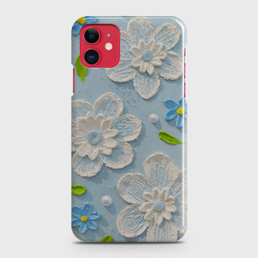 iPhone 11 Cover - Floral Series - Design 3 - Sky Blue - Matte Finish - Snap On Hard Case with LifeTime Colors Guarantee