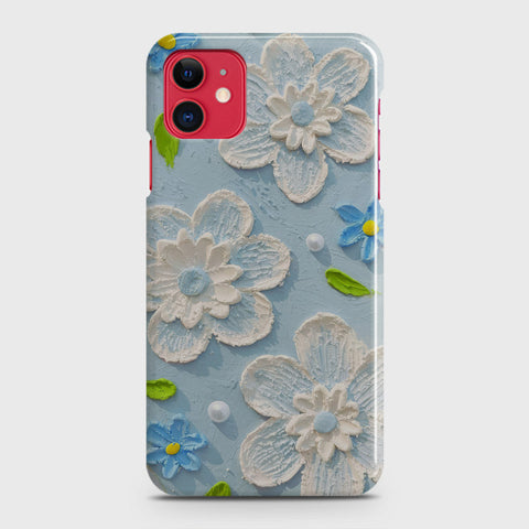 iPhone 11 Cover - Floral Series - Design 3 - Sky Blue - Matte Finish - Snap On Hard Case with LifeTime Colors Guarantee