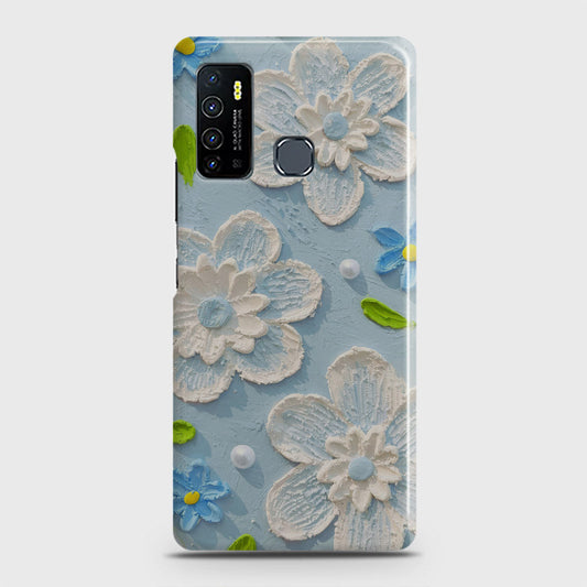 Infinix Hot 9 Pro Cover - Floral Series - Design 3 - Sky Blue - Matte Finish - Snap On Hard Case with LifeTime Colors Guarantee