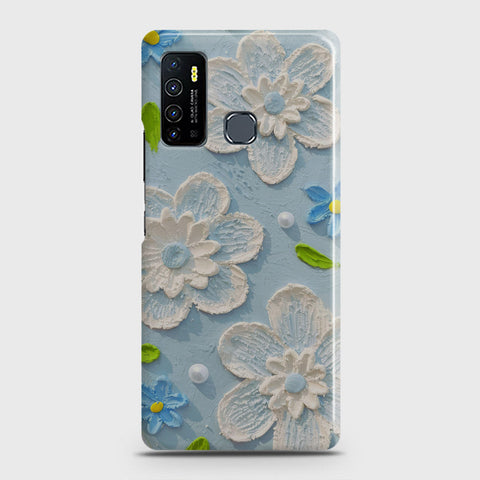 Infinix Hot 9 Cover - Floral Series - Design 3 - Sky Blue - Matte Finish - Snap On Hard Case with LifeTime Colors Guarantee