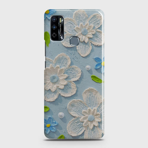 Infinix Hot 9 Play Cover - Floral Series - Design 3 - Sky Blue - Matte Finish - Snap On Hard Case with LifeTime Colors Guarantee